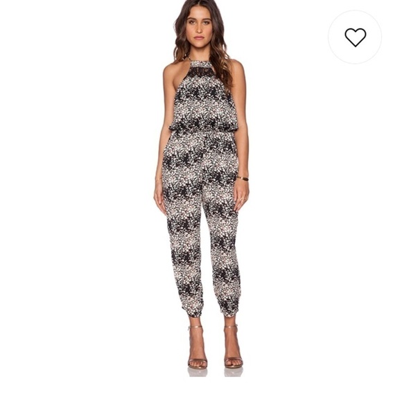 Lucca Couture Black Meadow Jumpsuit Ditzy Floral Print Lined Size S Pant Romper - Picture 3 of 10